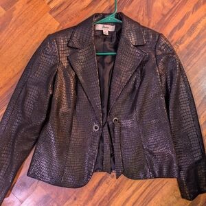Metallic Black Croc-Embossed Blazer